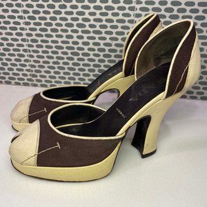 Prada vintage peeptoe platform pumps
